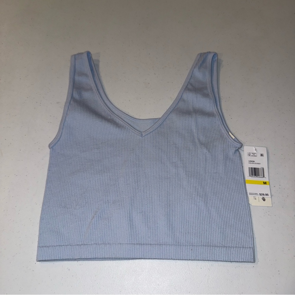 Aeropostale Women's Sz Med Soft Stretch Square Neck Cropped Ribbed Tank Blue New